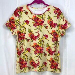 💐Croft & Barrow Tropical Floral Scoop Neck Cotton Short Sleeve